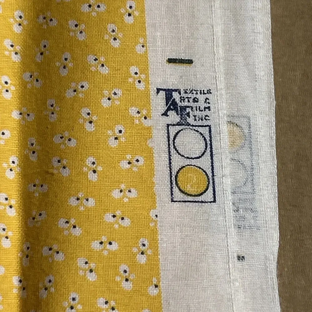 Vintage Textile Arts & Film Inc Yellow Ditsy Floral Fabric Remnant 44x32” TAF
